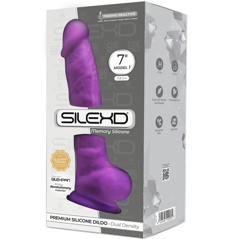SILEXD - MODELO 1 PENE REALISTA PREMIUM SILEXPAN SILICONA VIOLETA 17,5 CM