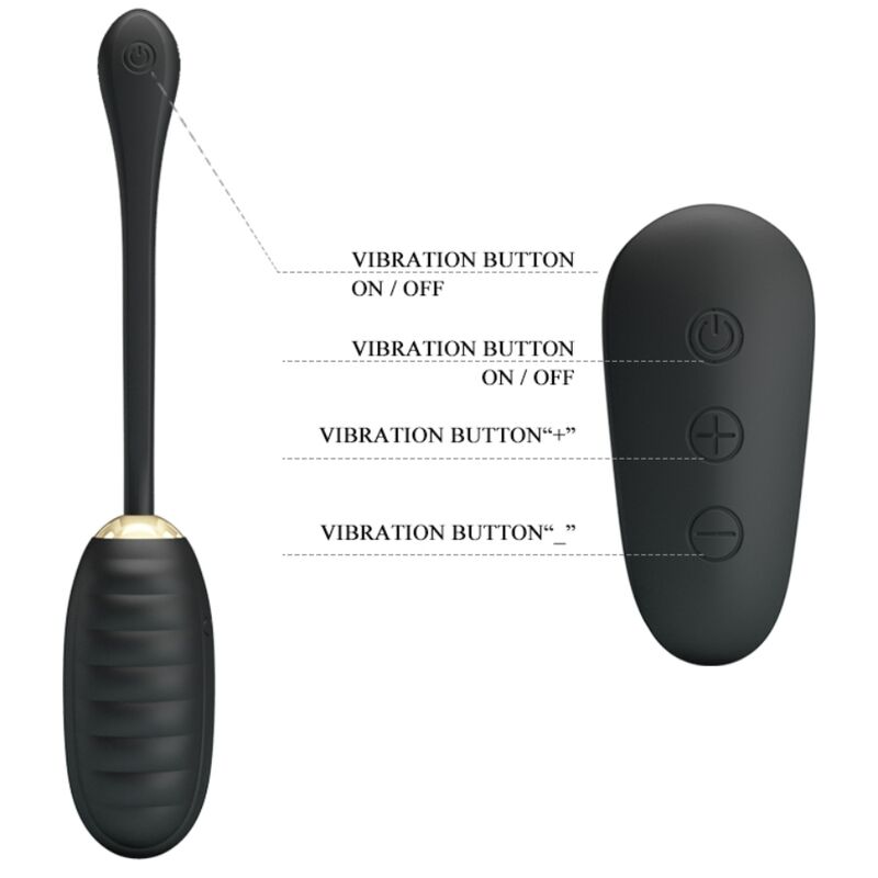 PRETTY LOVE - DOREEN HUEVO VIBRADOR RECARGABLE DE LUJO NEGRO CONTROL REMOTO