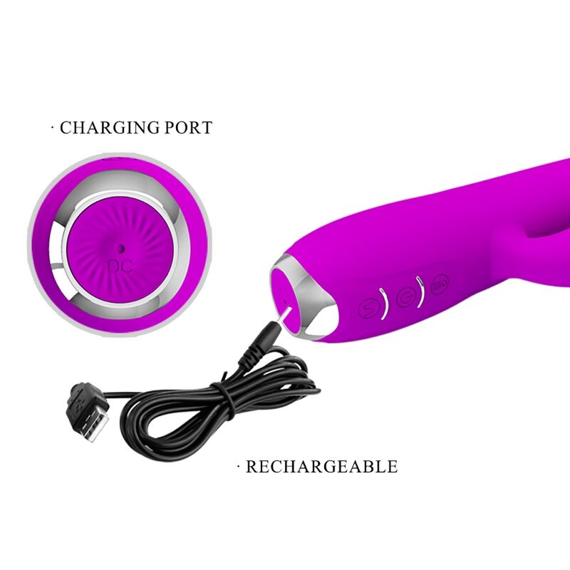 PRETTY LOVE - VIBRADOR CONEJO RECARGABLE GLORIA - IMPERMEABLE MORADO