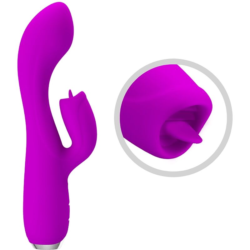 PRETTY LOVE - VIBRADOR CONEJO RECARGABLE GLORIA - IMPERMEABLE MORADO