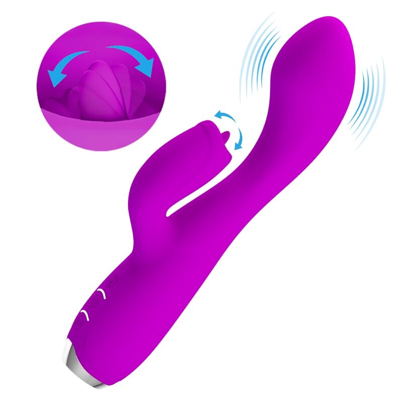 PRETTY LOVE - VIBRADOR CONEJO RECARGABLE GLORIA - IMPERMEABLE MORADO