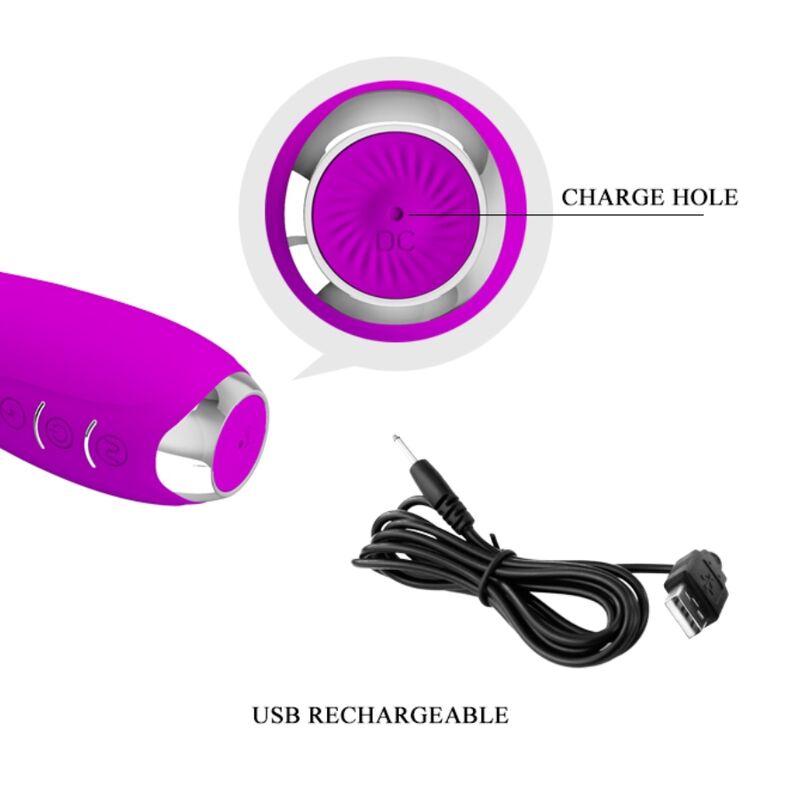 PRETTY LOVE - VIBRADOR ELECTROSHOCK RECARGABLE HECTOR - IMPERMEABLE PÚRPURA