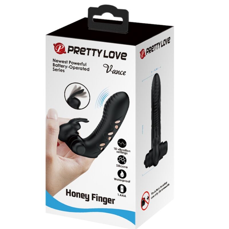 PRETTY LOVE - FUNDA PARA VIBRADOR DE DEDO CONEJO NEGRO VANCE