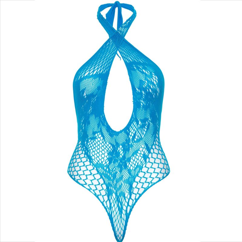 LEG AVENUE - BODY CON HALTER DE ENCAJE AZUL