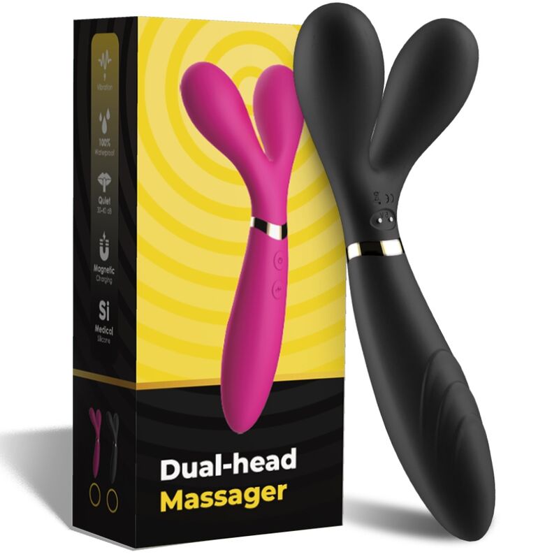 ARMONY - MASAJEADOR Y-WAND Y VIBRADOR DOBLE CABEZAL NEGRO