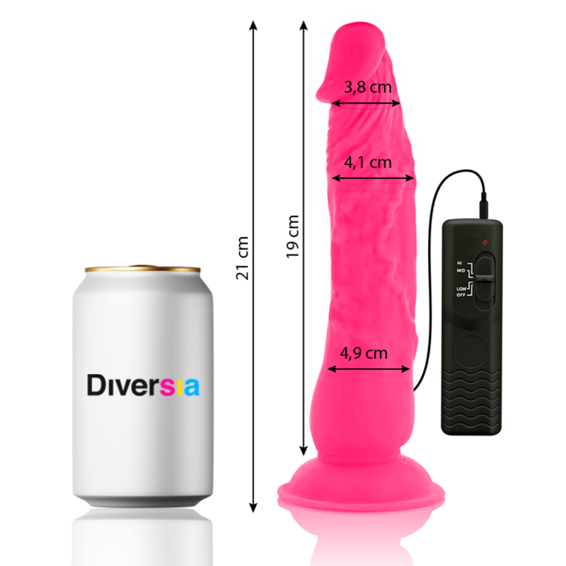 DIVERSIA - VIBRADOR FLEXIBLE ROSA 21 CM -O- 4,9 CM
