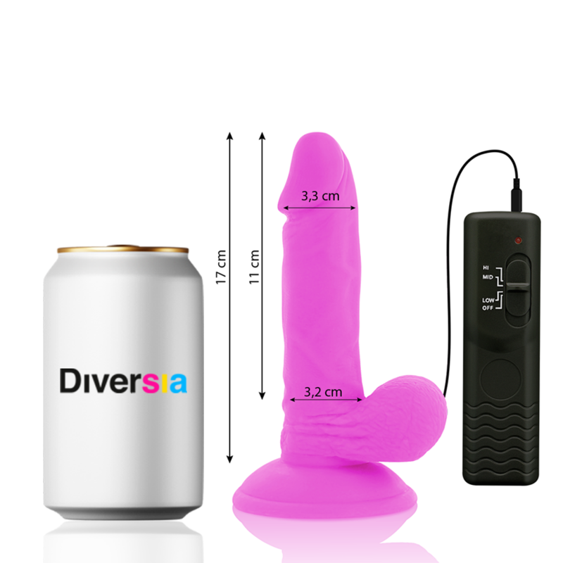 DIVERSIA - VIBRADOR FLEXIBLE MORADO 17 CM -O- 3,3 CM