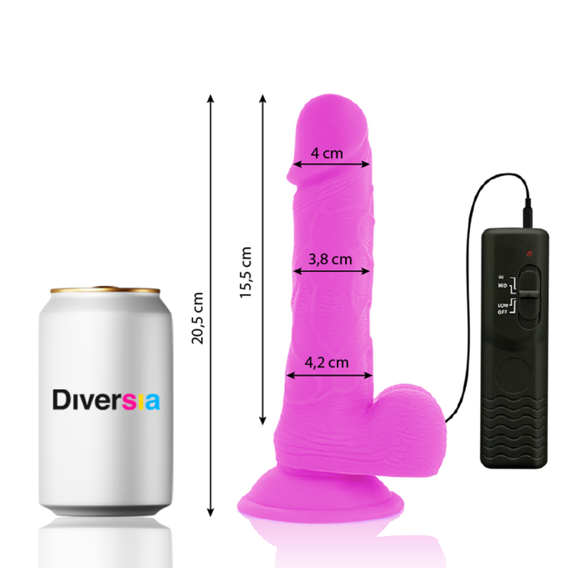 DIVERSIA - VIBRADOR FLEXIBLE MORADO 20,5 CM -O- 4,2 CM