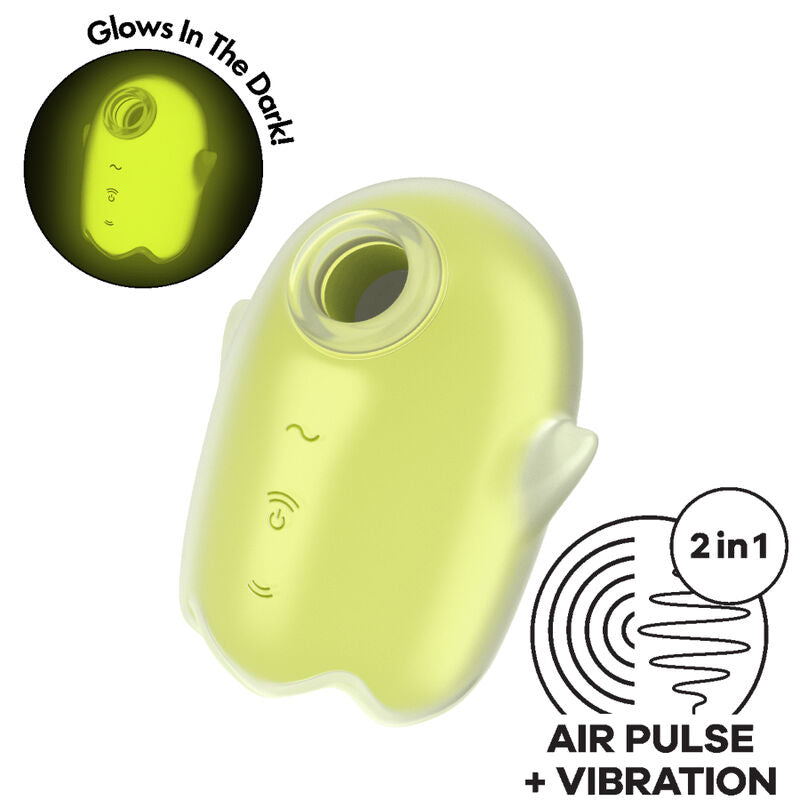 SATISFYER - VIBRADOR AMARILLO Y PULSADOR DE AIRE FANTASMA BRILLANTE