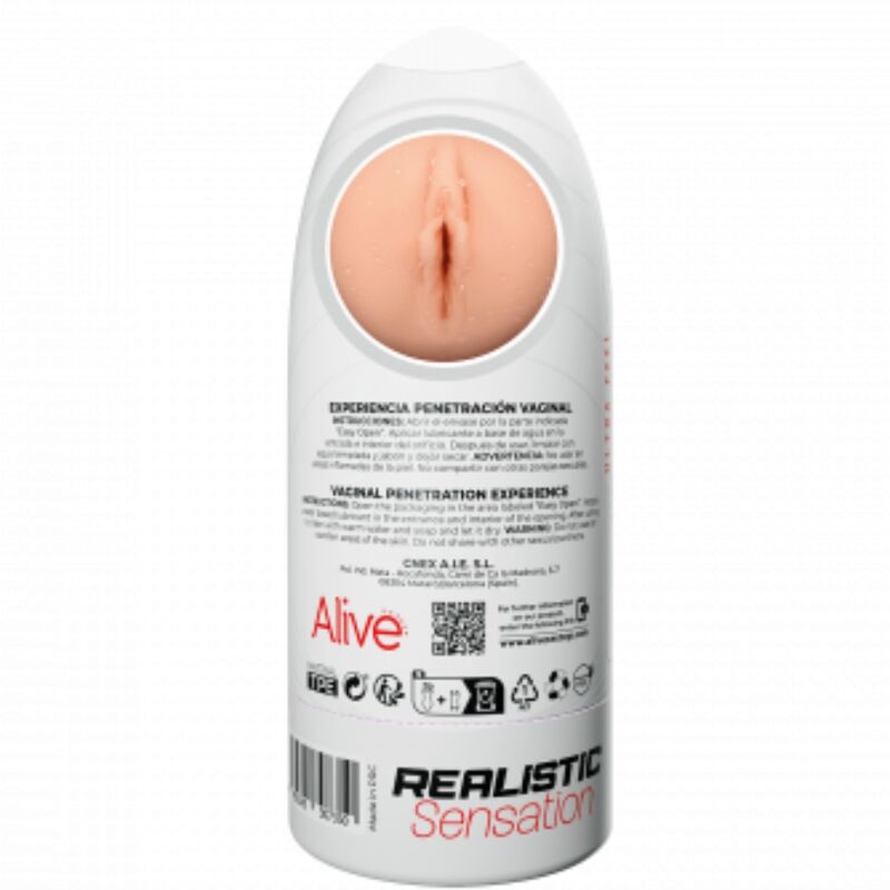 ALIVE - MASTURBADOR VAGINAL MASCULINO FLEXIBLE TALLA M