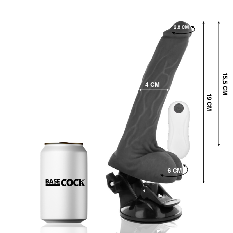 BASECOCK - REALISTIC NATURAL REMOTE CONTROL VIBRATOR 19 CM -O- 4 CM