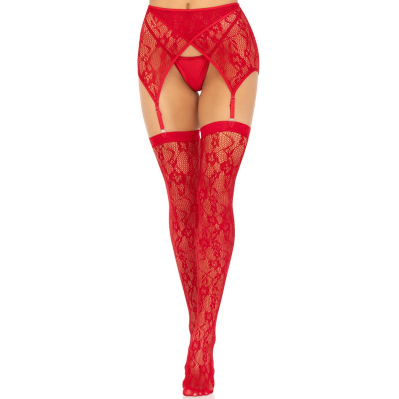 LEG AVENUE - LACE THIGHS AND BLACK GARTER BELT