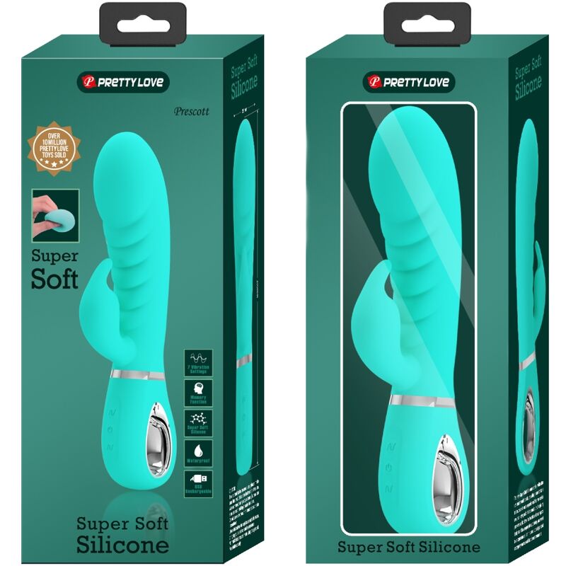 PRETTY LOVE - VIBRADOR MULTIFUNCIÓN PUNTO G PRESCOTT VERDE AGUA