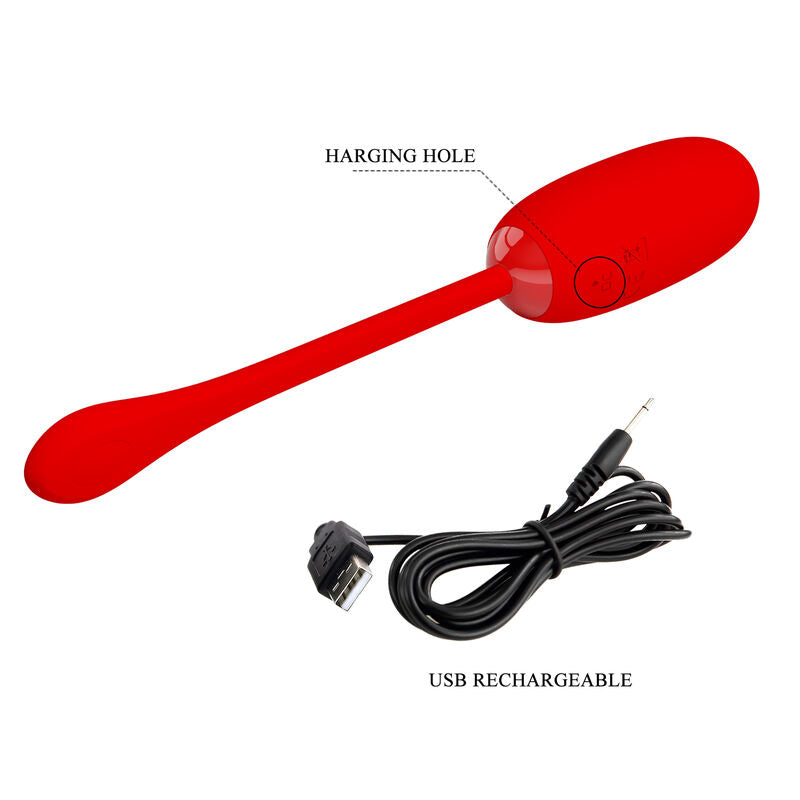 PRETTY LOVE - HUEVO VIBRADOR RECARGABLE Y A PRUEBA DE AGUA JULIUS ROJO