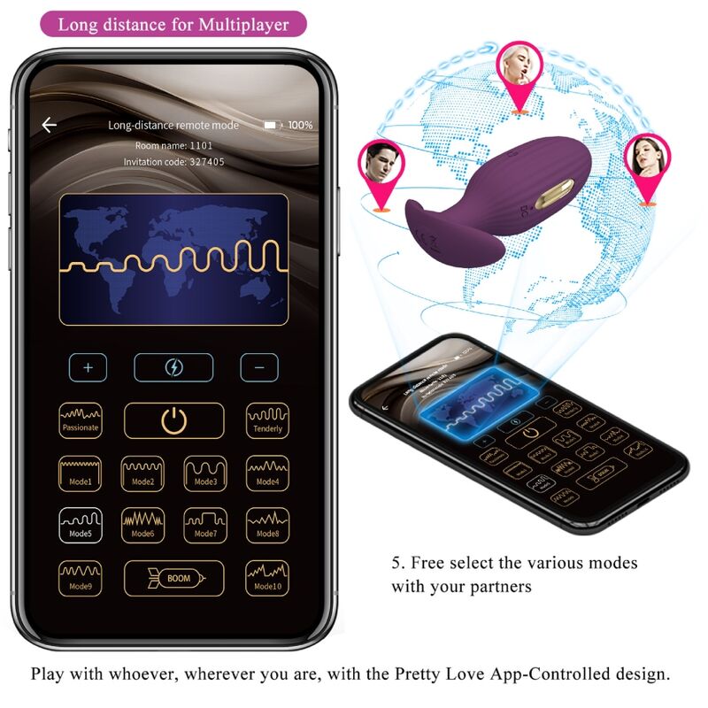 PRETTY LOVE - PLUG ANAL CONTROLADO POR APLICACIÓN PURPLE JEFFERSON