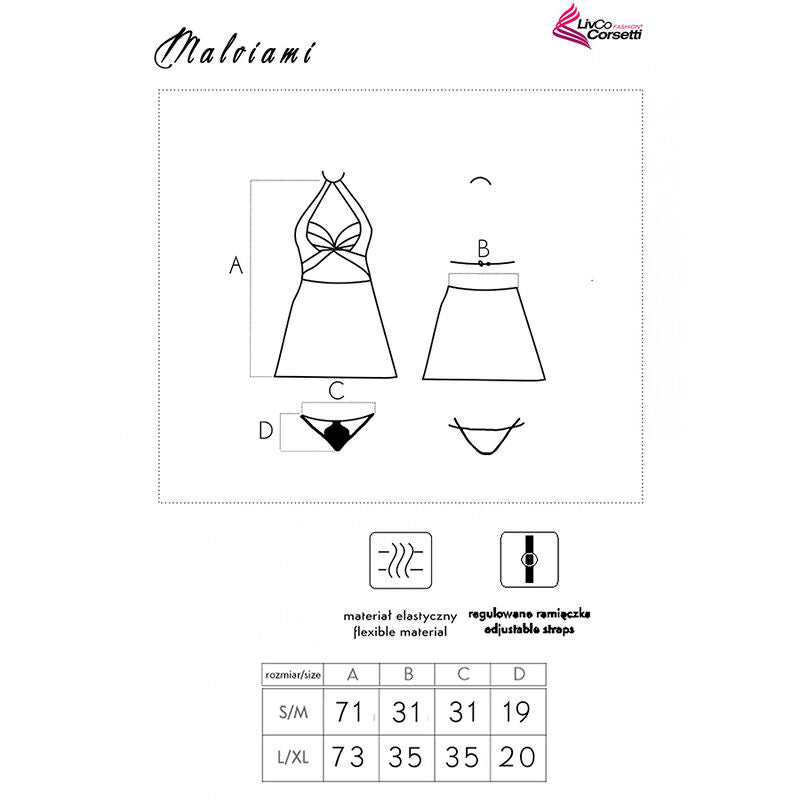 LIVCO CORSETTI FASHION - CAMISA MALVIAMI LC 90625 + BRAGUITA NEGRA L/XL