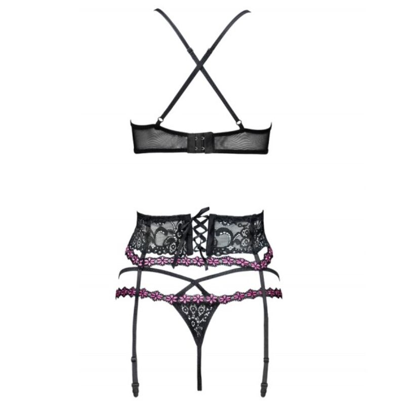 LIVCO CORSETTI FASHION - SNEHANA LC 90443 SUJETADOR + LIGUERO + BRAGUITA NEGRA L/XL