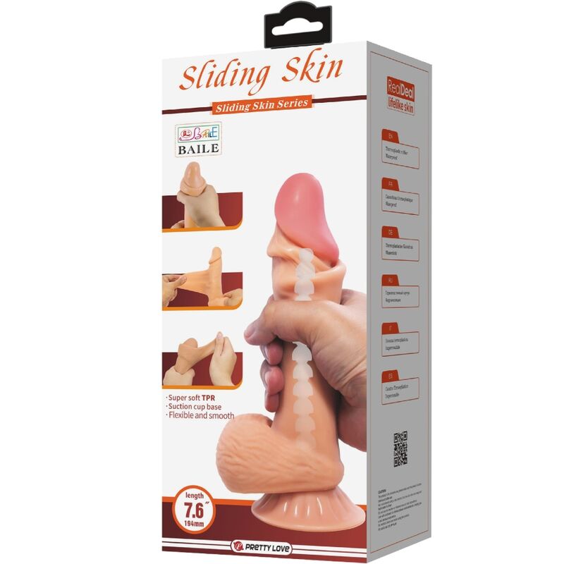PRETTY LOVE - DILDO REALISTA SERIE SLIDING SKIN CON VENTOSA DESLIZANTE SKIN 19,4 CM