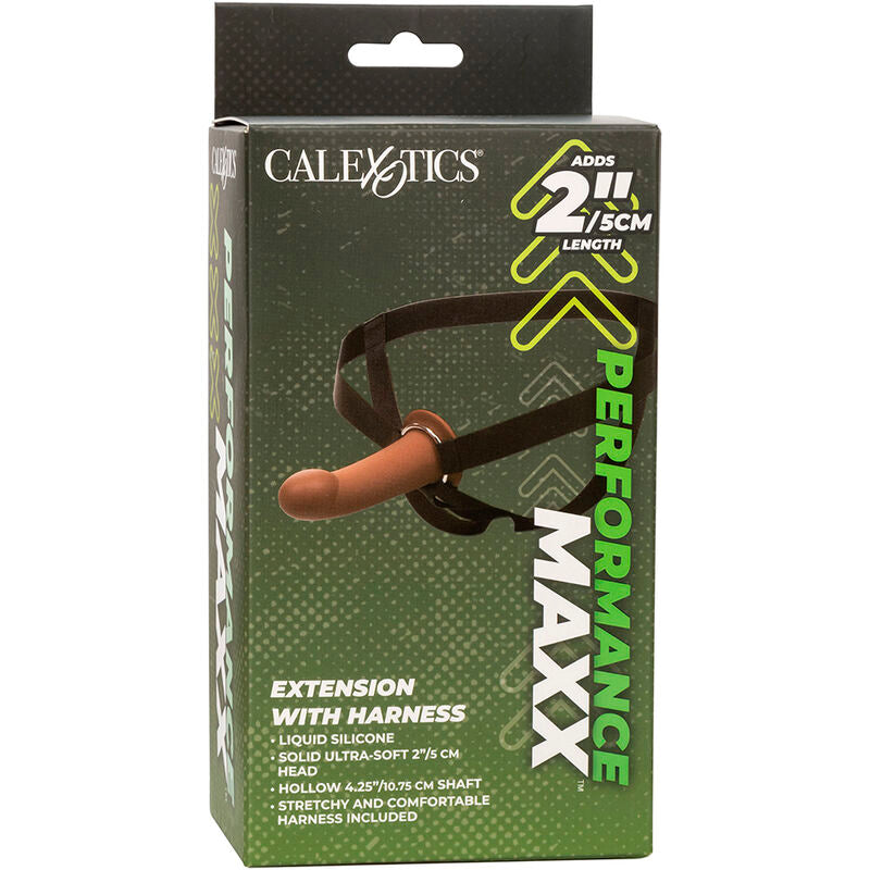 CALEXOTICS - MAXX DE GRAN RENDIMIENTO CON ARNÉS DE CUERO MARRÓN