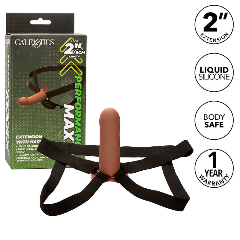 CALEXOTICS - MAXX DE GRAN RENDIMIENTO CON ARNÉS DE CUERO MARRÓN