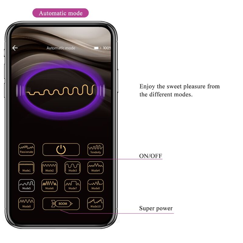 PRETTY LOVE - HUEVO VIBRADOR NINFA CONTROLADO POR APLICACIÓN PÚRPURA