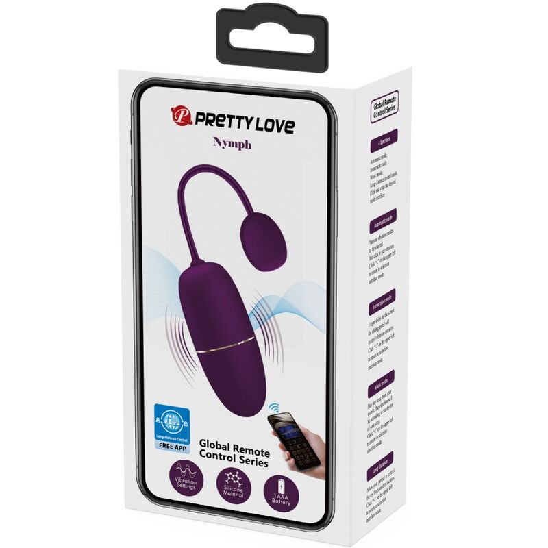 PRETTY LOVE - HUEVO VIBRADOR NINFA CONTROLADO POR APLICACIÓN PÚRPURA