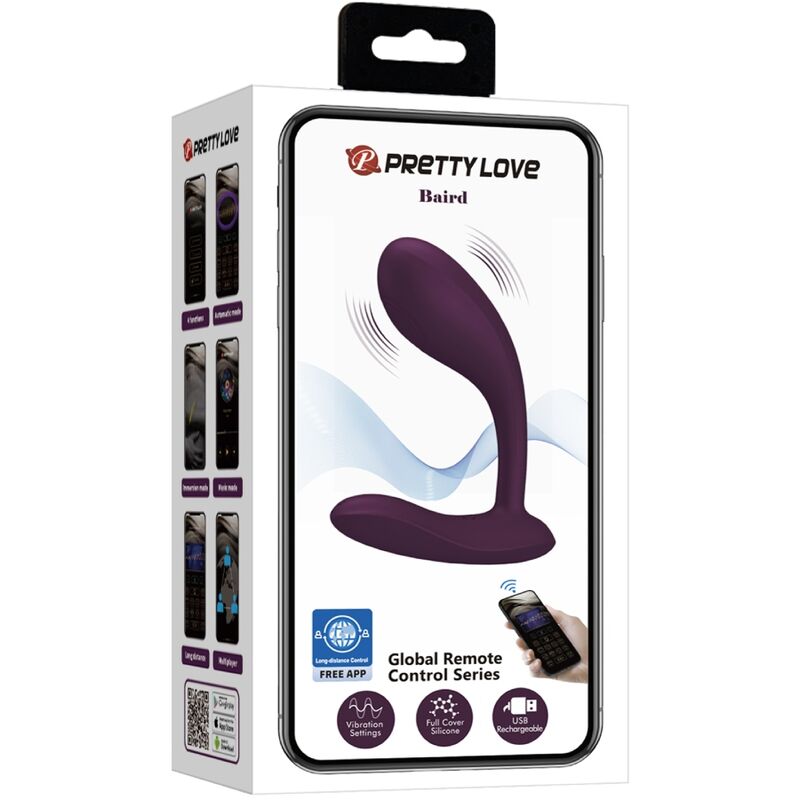 PRETTY LOVE - BAIRD G-SPOT 12 VIBRACIONES RECARGABLE PÚRPURA APP