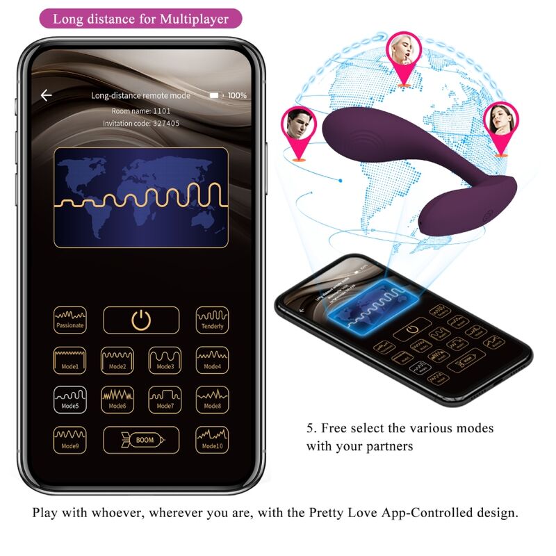 PRETTY LOVE - BAIRD G-SPOT 12 VIBRACIONES RECARGABLE PÚRPURA APP