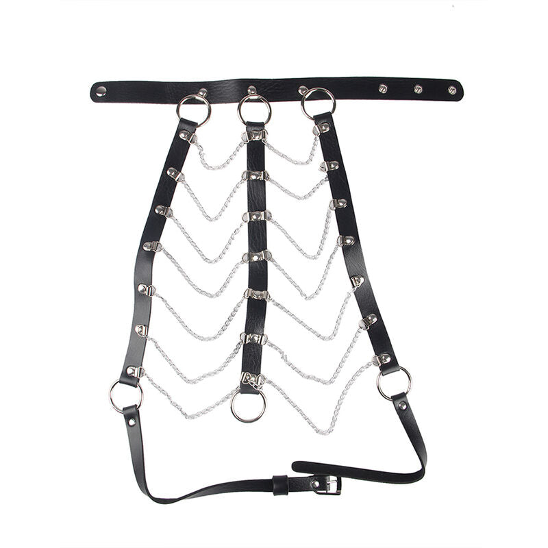 SUBBLIME - LEATHER CHAINS RA CHEST HARNESS BLACK ONE SIZE