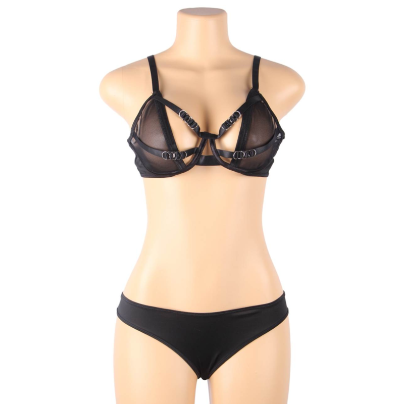 SUBBLIME - CONJUNTO DE DOS PIEZAS DE SUJETADOR TRANSPARENTE CON TIRANTES S/M