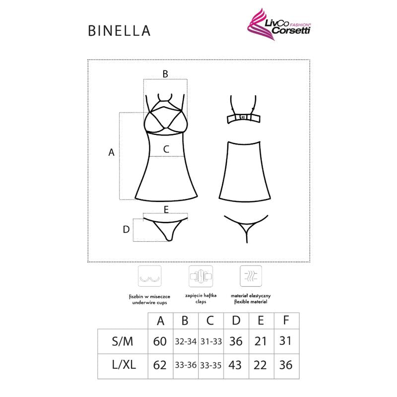 LIVCO CORSETTI FASHION - CONJUNTO BINELLA BABYDOLL + TANGA NEGRO