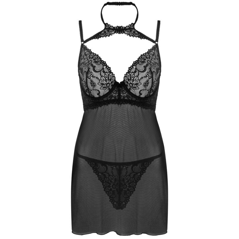 LIVCO CORSETTI FASHION - CONJUNTO BINELLA BABYDOLL + TANGA NEGRO