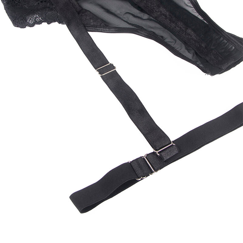 SUBBLIME - TEDDY CON TIRANTES DE LIGA Y DETALLES EN EL PECHO NEGRO S/M