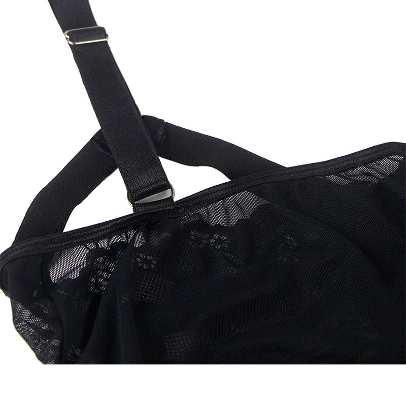 SUBBLIME - TEDDY CON TIRANTES DE LIGA Y DETALLES EN EL PECHO NEGRO S/M