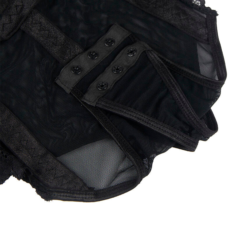 SUBBLIME - TEDDY CON TIRANTES DE LIGA Y DETALLES EN EL PECHO NEGRO S/M