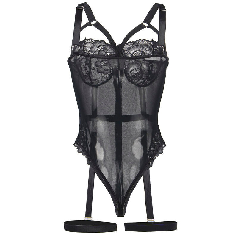 SUBBLIME - TEDDY CON TIRANTES DE LIGA Y DETALLES EN EL PECHO NEGRO S/M