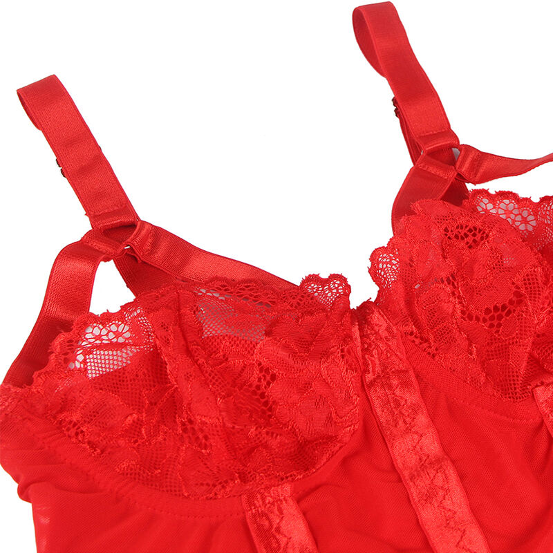 SUBBLIME - TEDDY CON DETALLE DE HOMBRO DE LIGA PECHO ROJO S/M