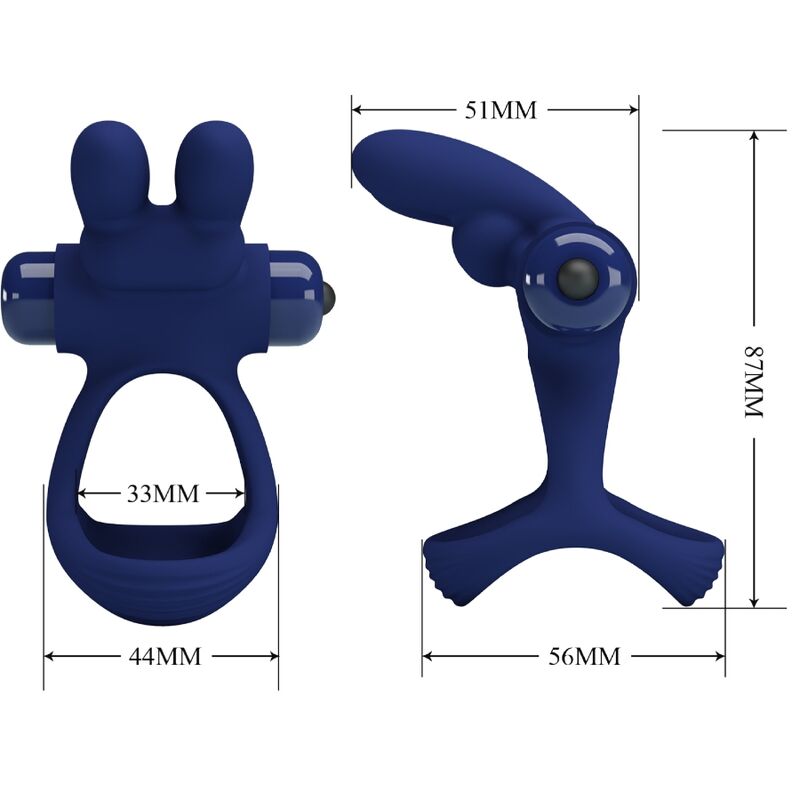 PRETTY LOVE - ANILLO VIBRADOR DOBLE FRANCISCO BLUE RABBIT