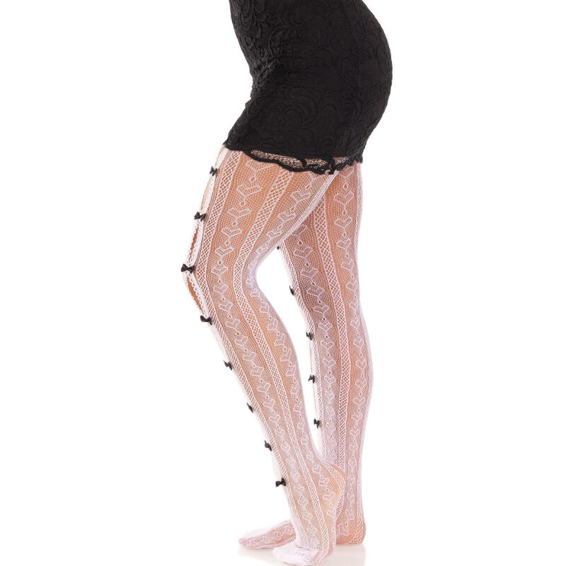LEG AVENUE - WHITE HEART AND BOW SOCKS