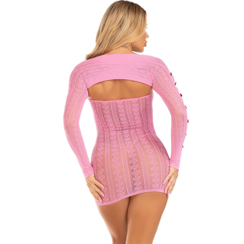 LEG AVENUE - VESTIDO CON LAZO Y CORAZÓN ROSA TALLA ÚNICA