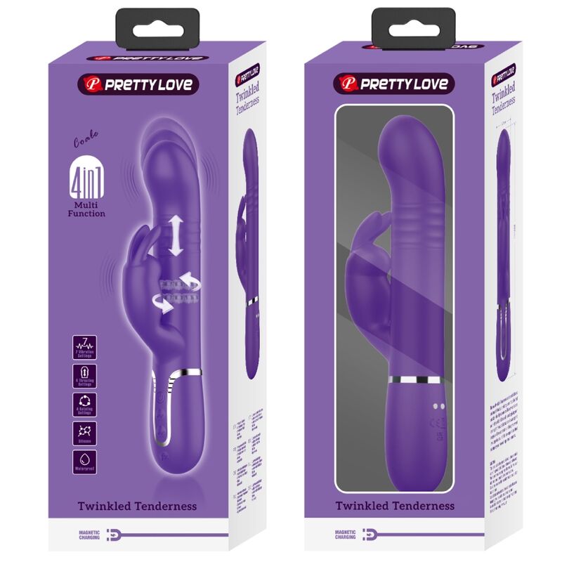 PRETTY LOVE - VIBRADOR CONEJO MORADO 4 EN 1 COALE