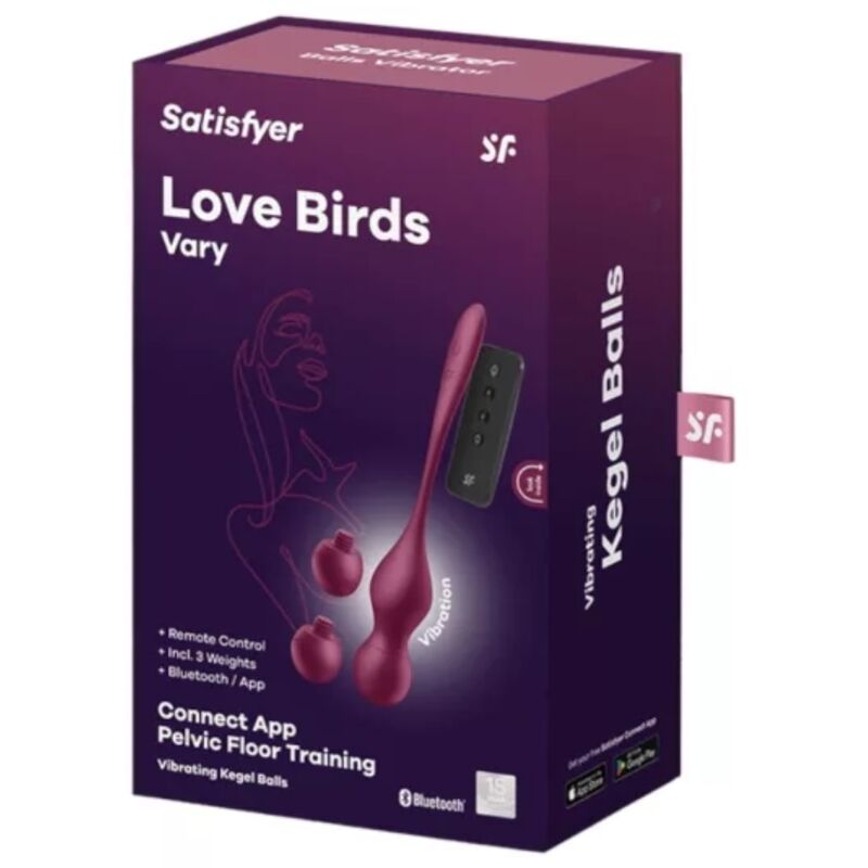 SATISFYER - LOVE BIRDS VARY BOLAS VIBRATORIAS APLICACIÓN GRATUITA VINO TINTO