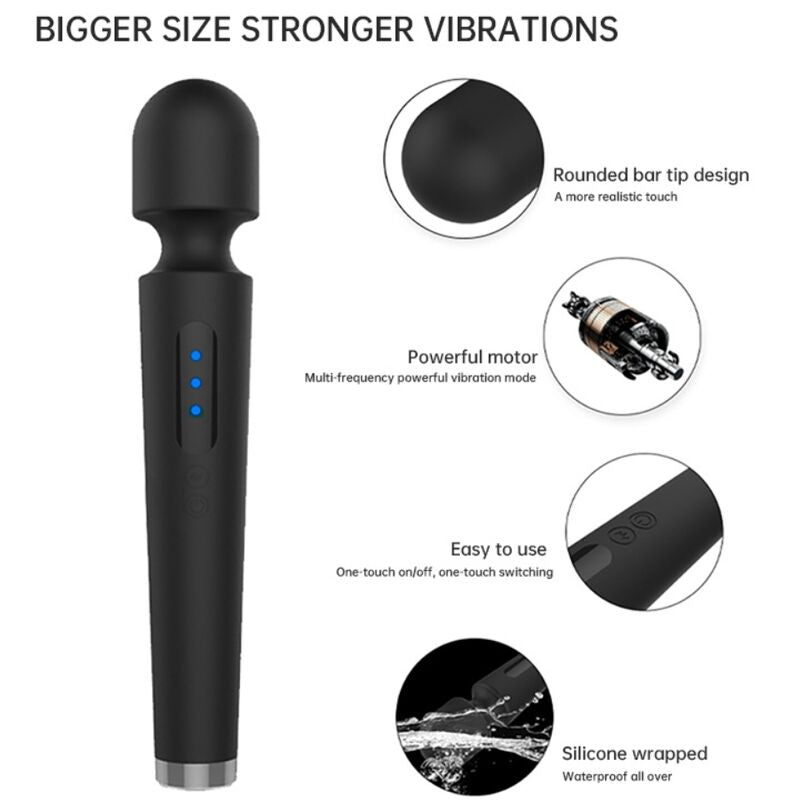ARMONY - MASAJEADOR Y VIBRADOR GRANDE X POWER 7 VIBRACIONES NEGRO