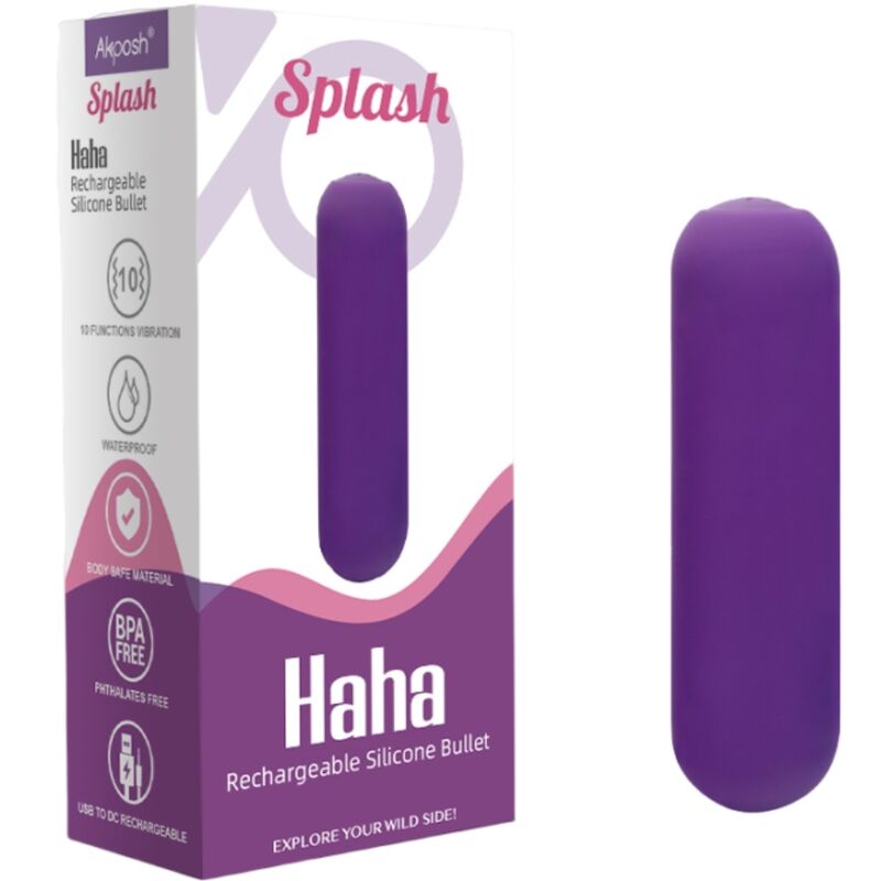 SPLASH HAHA VIBRADOR BALA DE SILICONA 10 VIBRACIONES 75 X 19 CM MORADO