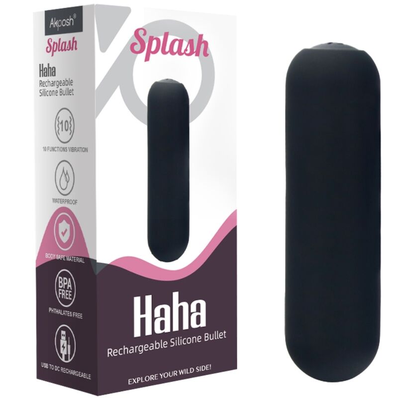 SPLASH HAHA VIBRADOR BALA DE SILICONA 10 VIBRACIONES 75 X 19 CM NEGRO