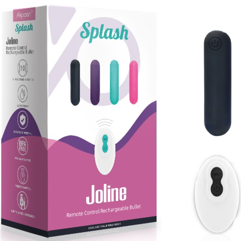 SPLASH JOLINE VIBRADOR BALA DE SILICONA CONTROL REMOTO 10 VIBRACIONES 65 X 15 CM NEGRO