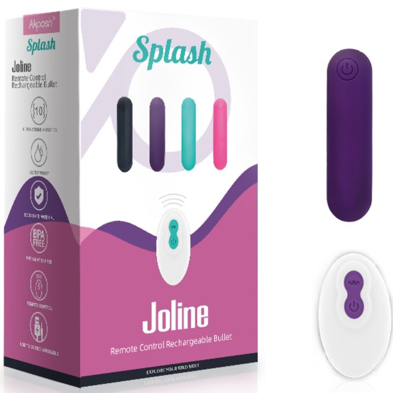 SPLASH JOLINE VIBRADOR BALA DE SILICONA CONTROL REMOTO 10 VIBRACIONES 6.5 X 1.5 CM MORADO