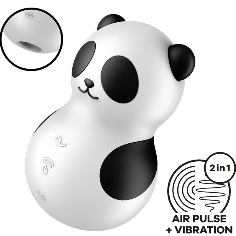 SATISFYER - ESTIMULADOR Y VIBRADOR POCKET PANDA BLANCO Y NEGRO