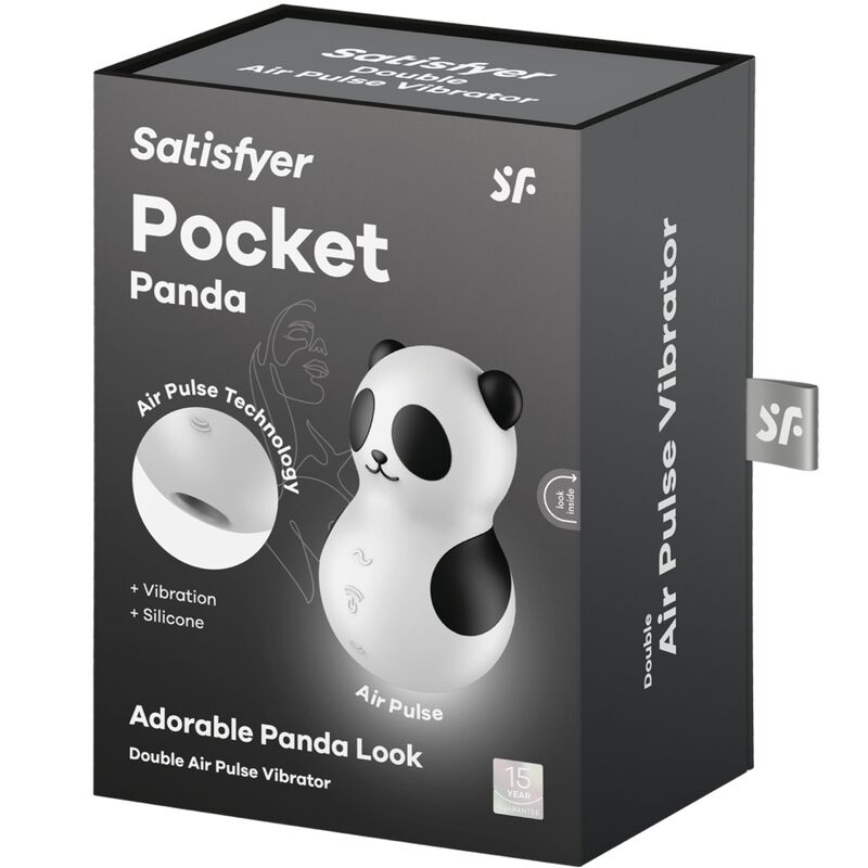 SATISFYER - ESTIMULADOR Y VIBRADOR POCKET PANDA BLANCO Y NEGRO