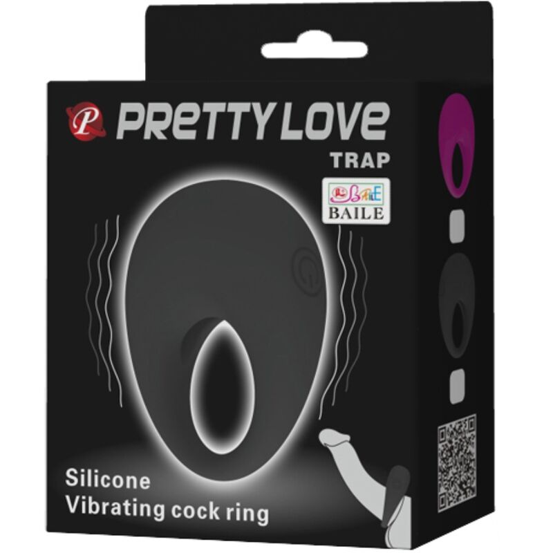 PRETTY LOVE - ANILLO TRAMPA VIBRADOR NEGRO